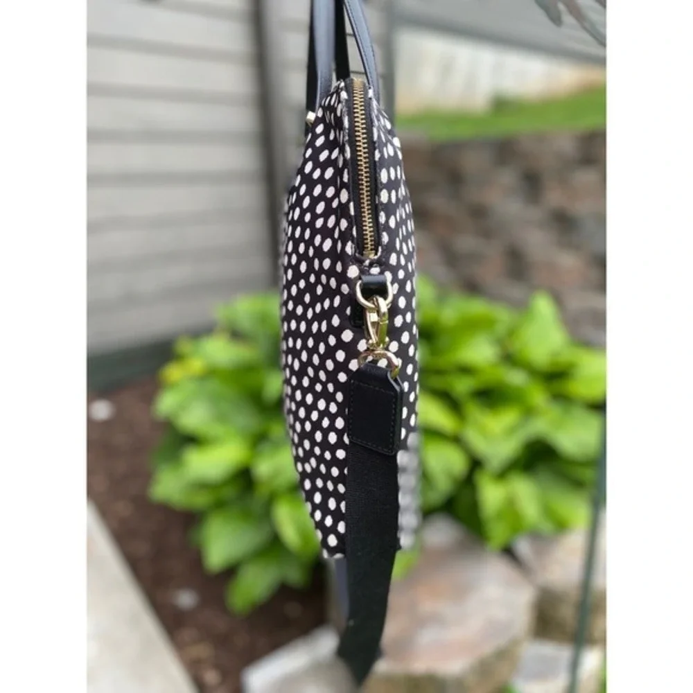 Kate Spade Wilson Road Musical Dots Laptop Bag Black White Polka Dot   Crossbody